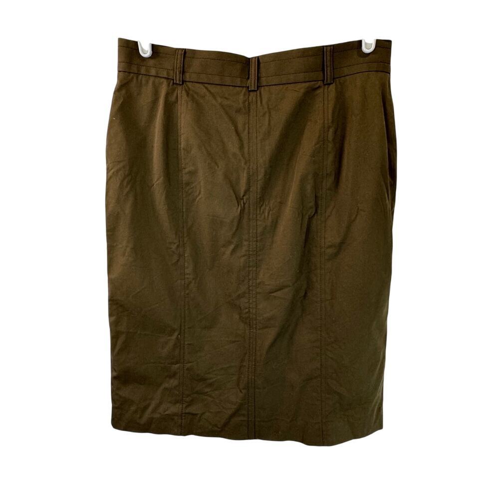 Talbots Brown Button Front Straight Cotton Skirt Sz 12 - Picture 2 of 7